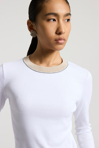 Stretch micro-rib and cotton jersey T-shirt