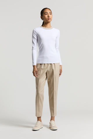 Stretch micro-rib and cotton jersey T-shirt
