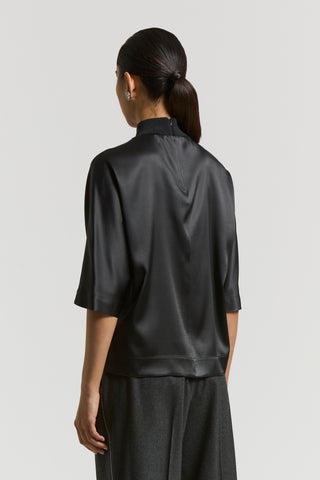 Stretch silk satin T-shirt