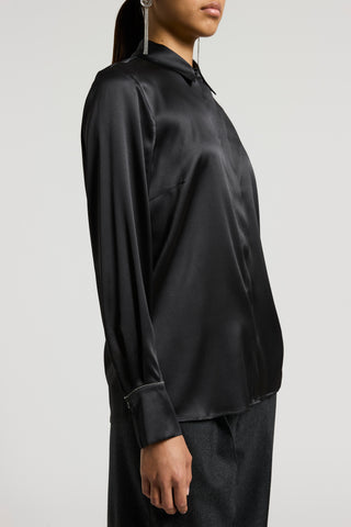 Stretch silk satin T-shirt