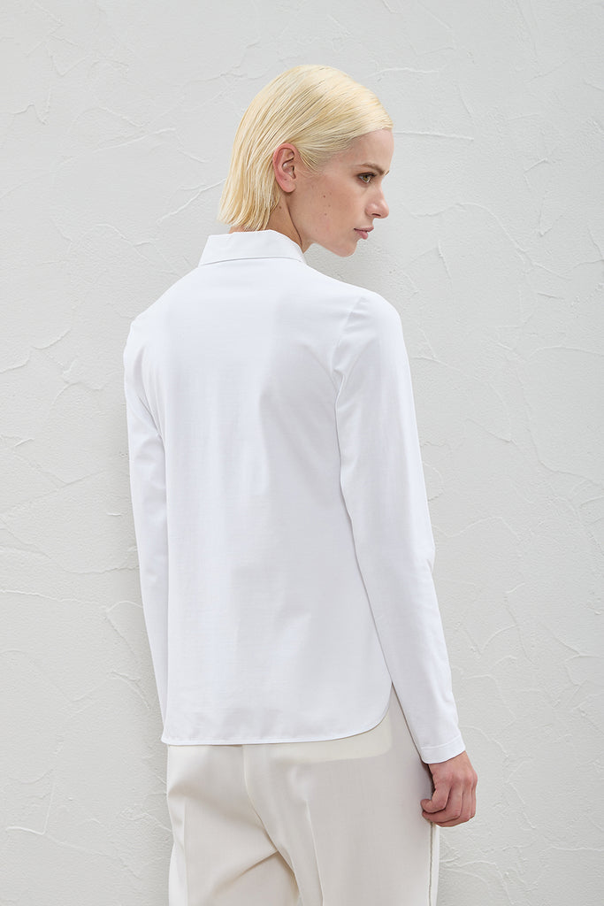 Stretch popeline embroidered shirt  