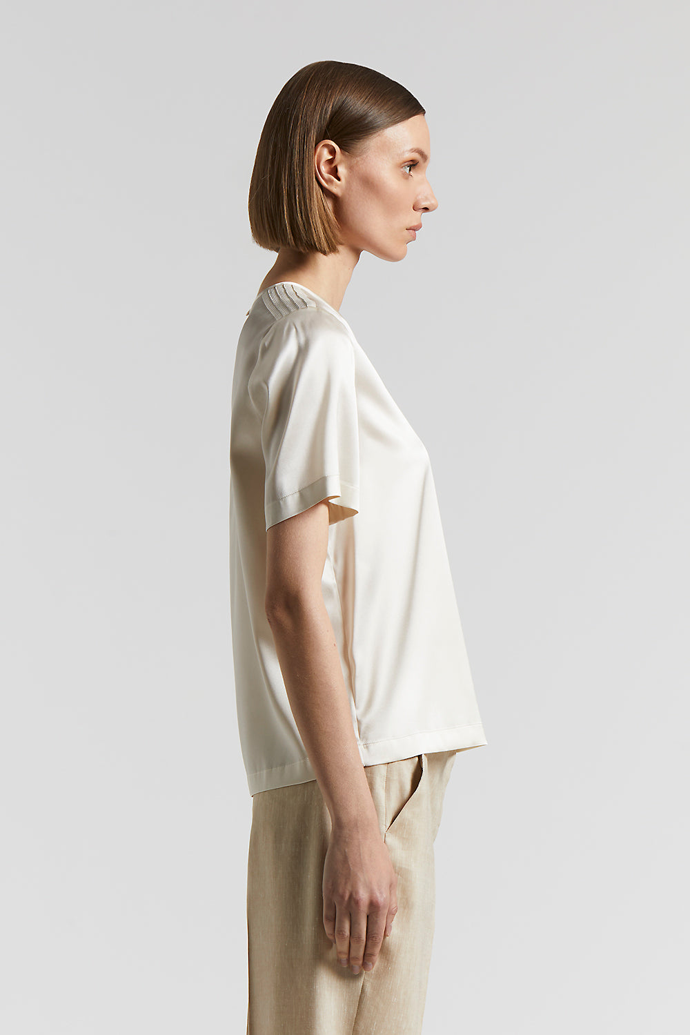 Tシャツ・カットソー PESERICO FW23 Silk satin T-shirt (S06911 02372 648) Tシャツ・カットソー PESERICO FW23 Silk satin T-shirt (S06911
