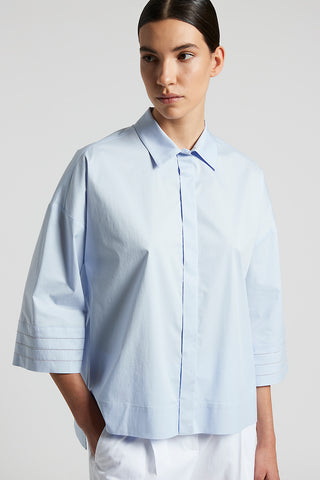 Women's shirt in light stretch cotton satin