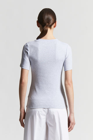 Stretch micro-ribbed jersey T-shirt