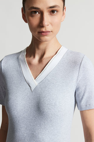 Stretch micro-ribbed jersey T-shirt