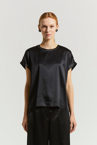 T-shirt in raso di seta stretch