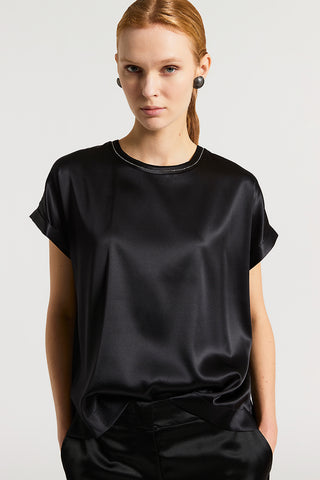 T-shirt in raso di seta stretch