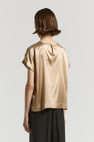 Stretch silk satin T-shirt