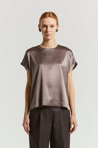 T-shirt in raso di seta stretch