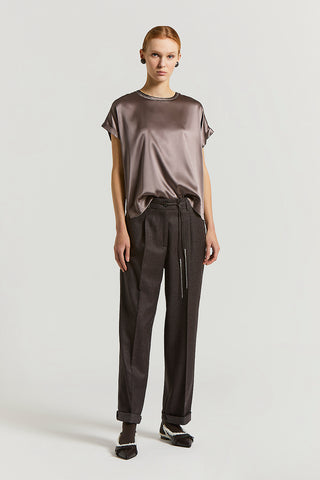 T-shirt in raso di seta stretch