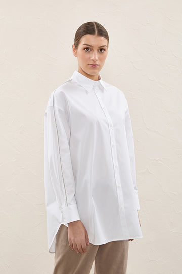 Oversize shirt in cotton popeline  