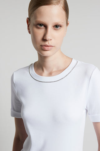 Micro-ribbed stretch jersey T-shirt