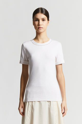 Micro-ribbed stretch jersey T-shirt