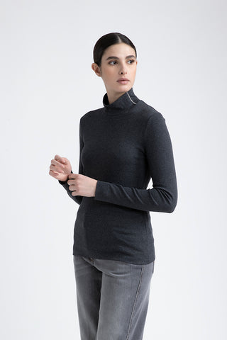 Turtleneck top with Punto Luce trim  