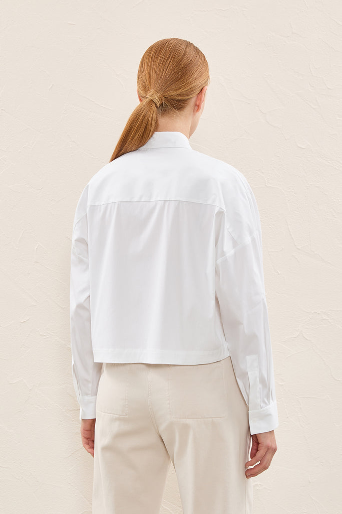 Embroidered shirt in stretch popeline  