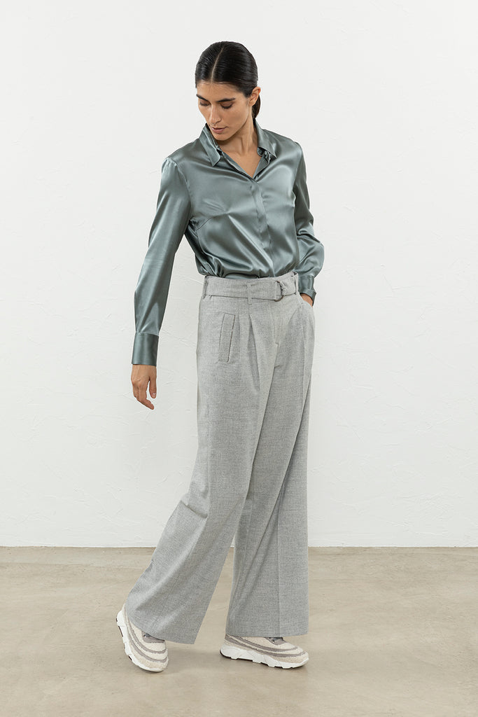 Stretch wool and viscose flannel trousers  