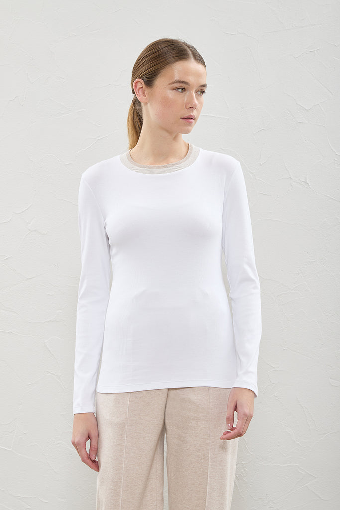 Jersey top with ribbed neckline  