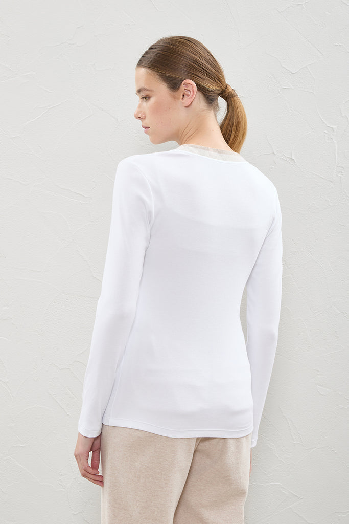 Jersey top with ribbed neckline  