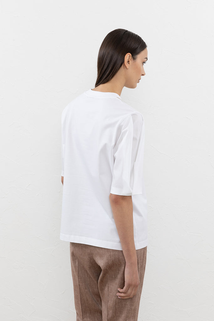 Jersey and cotton poplin T-shirt with Punto Luce  