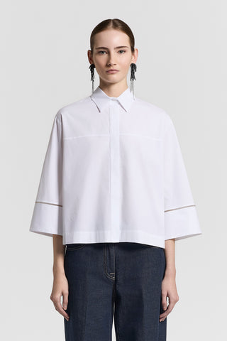Camicia maniche 3/4 in popeline di cotone