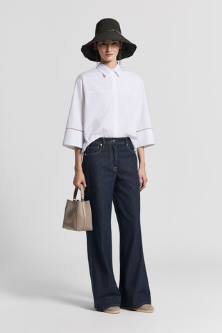 Pantalone in twill di cotone lino