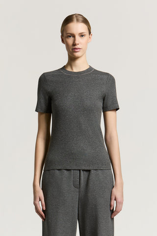 Micro-rib cotton T-shirt