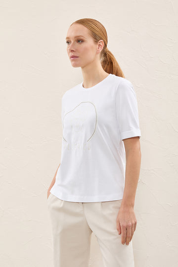 Embroidered cotton jersey T-shirt  