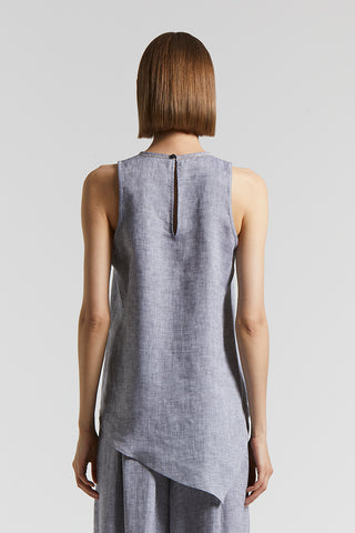 Asymmetrical pure linen top