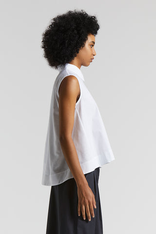 Poplin and cotton voile top