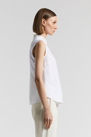 Stretch cotton poplin top