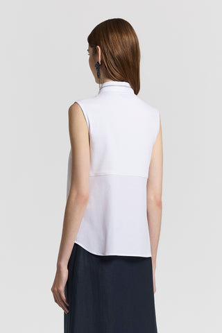 Sleeveless cotton poplin shirt