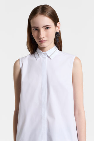 Sleeveless cotton poplin shirt