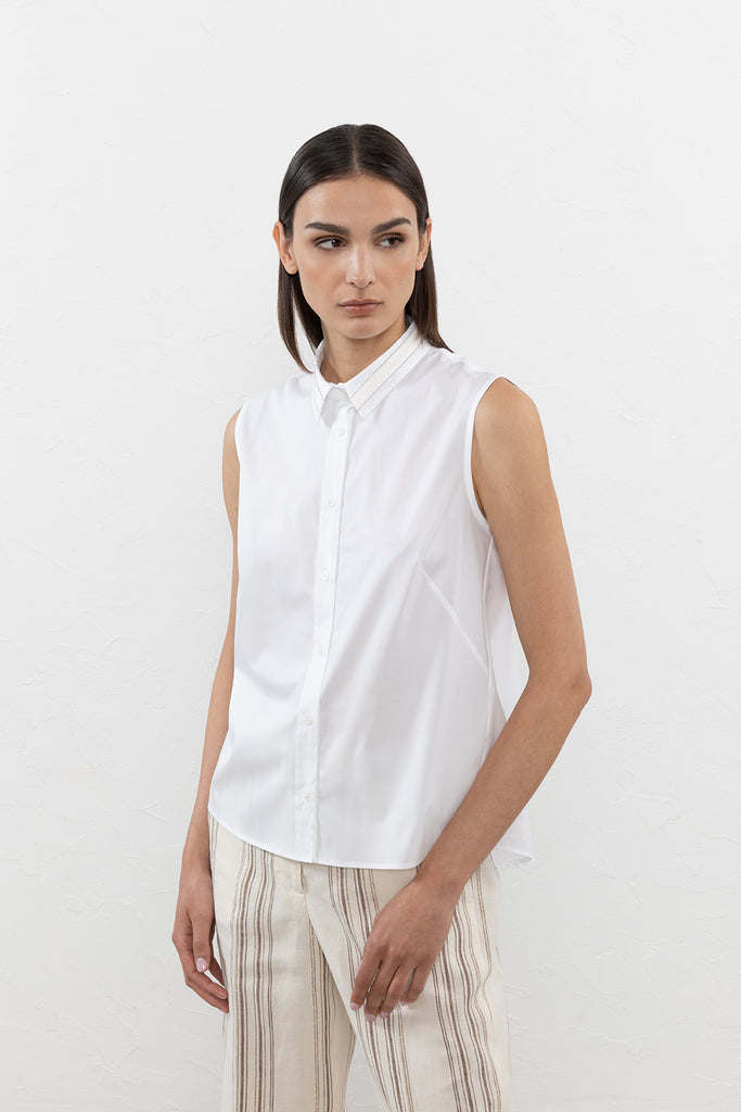 Cotton voile and poplin top  