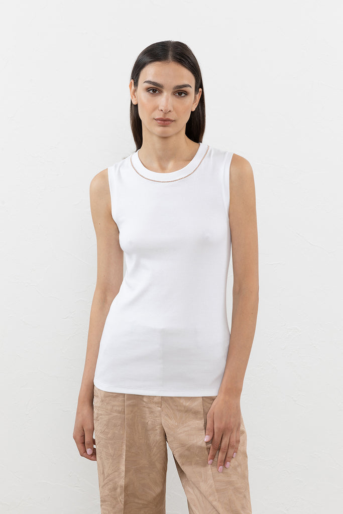 Stretch micro-ribbed jersey top  