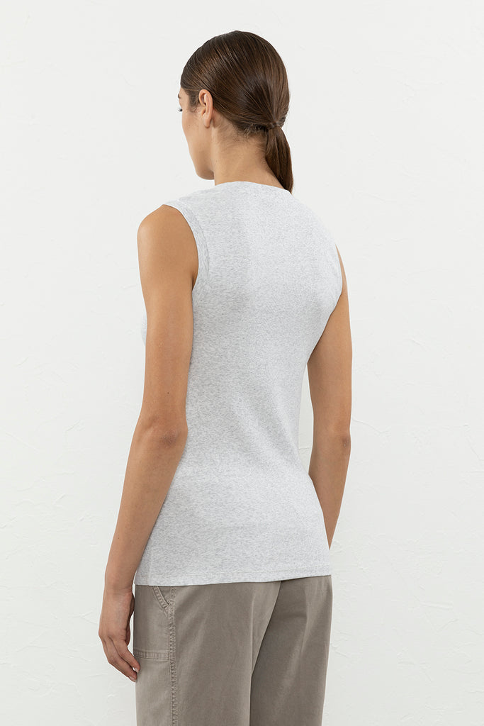 Stretch cotton jersey micro rib top  