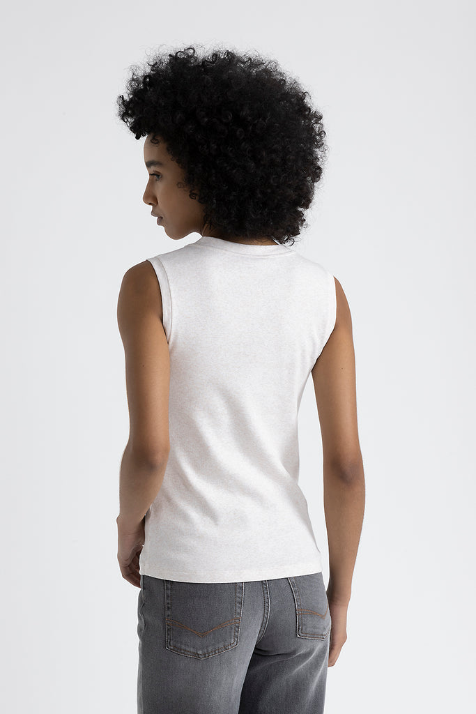 Stretch jersey top with Punto Luce trim  