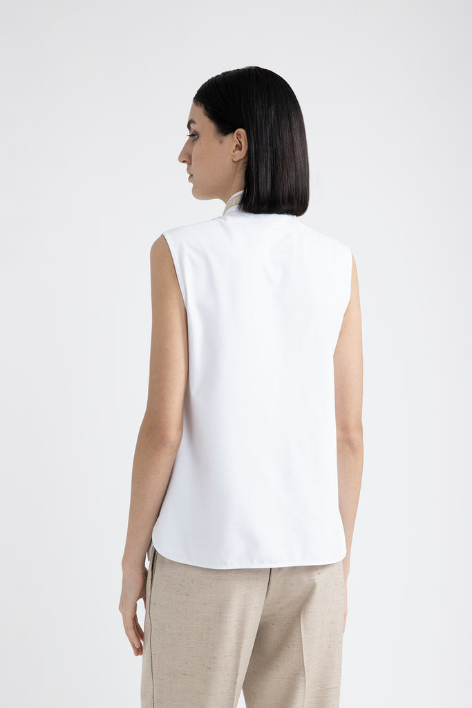 Stretch cotton jersey and poplin top  