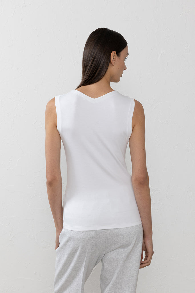 Stretch jersey fine ribbed top  