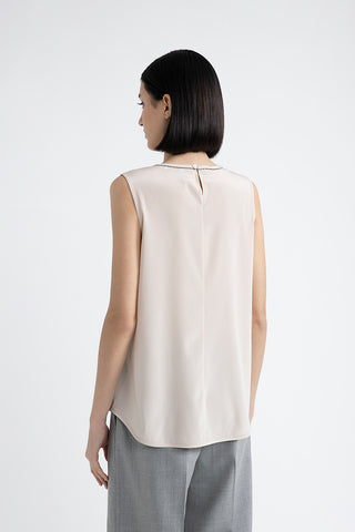 Stretch silk crepe de chine top  