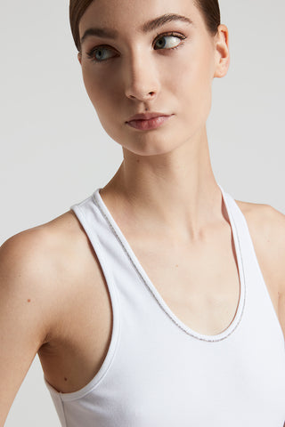 Micro rib jersey stretch top