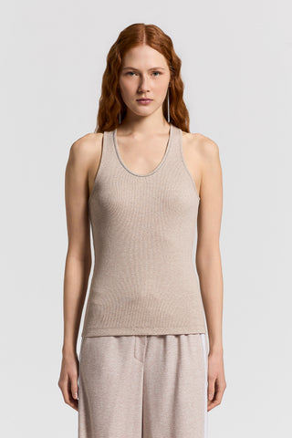 Top vogatore in microcostina di jersey