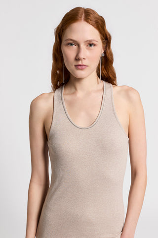 Top vogatore in microcostina di jersey