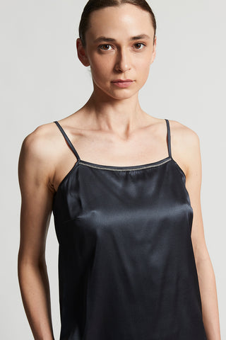 Shiny stretch silk satin top