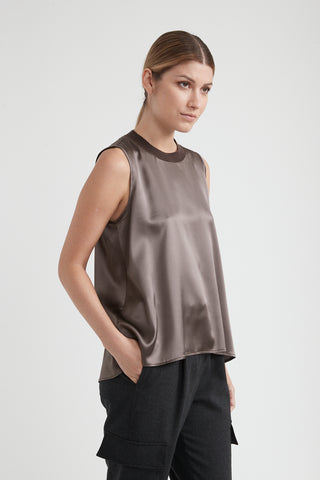 Silk satin top relaxed fit top  