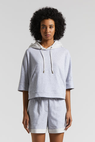 Sweatshirt in micro double cotton fleece