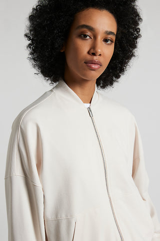 Bomber jacket in cotton linen Lurex jersey