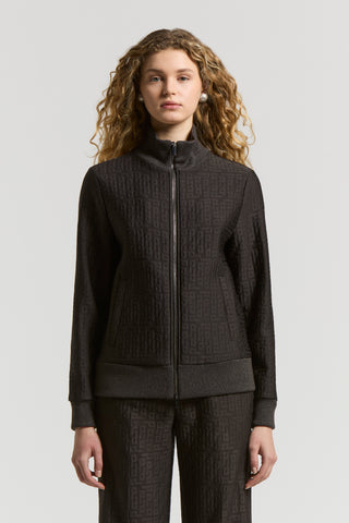 Sweatshirt with high tricot collar and zip