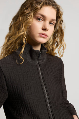 Sweatshirt with high tricot collar and zip