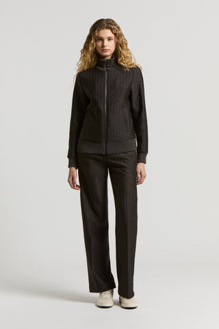 Sweatshirt with high tricot collar and zip