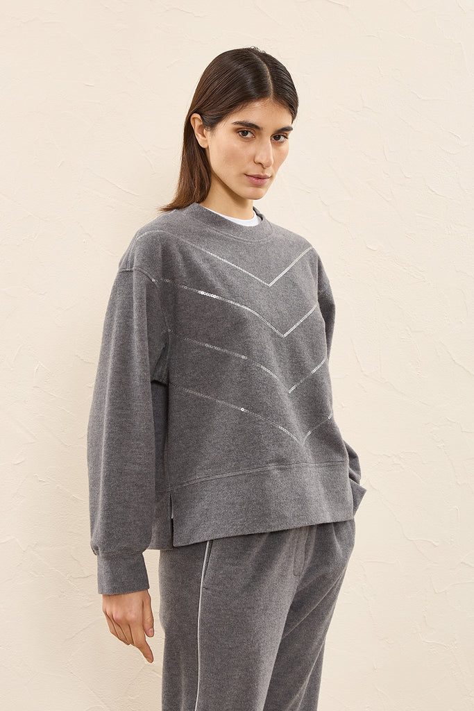 Embroidered sweatshirt in brushed cotton  